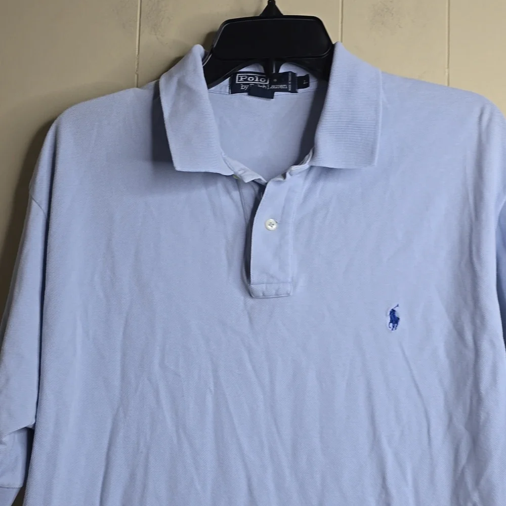 Polo by Ralph Lauren Men's Light Blue Polo Shirt Large